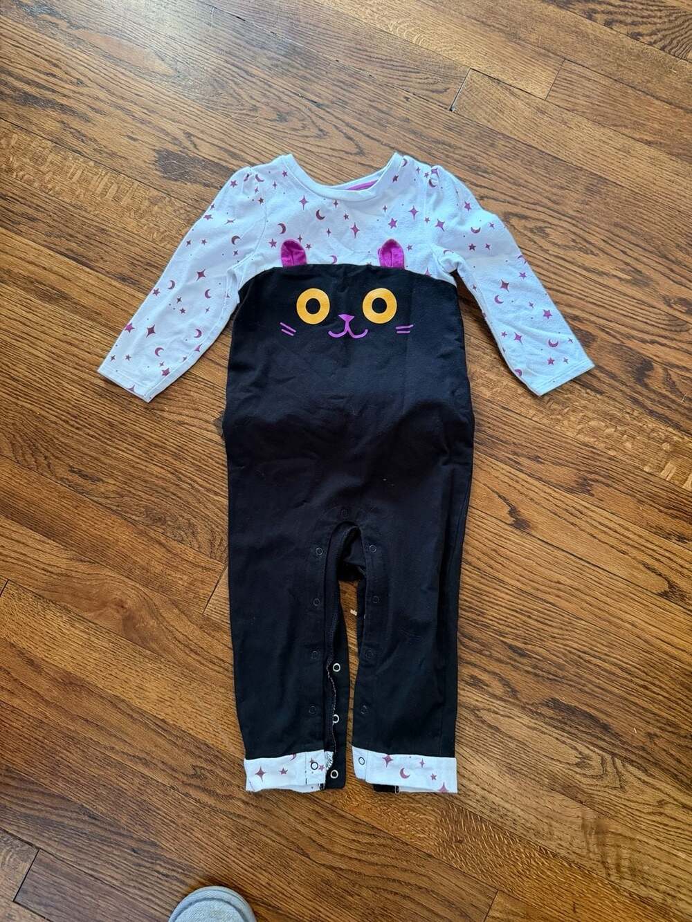 Cat & Jack Black Cat Romper Size 18M Star Moon Tutu Ruffle Halloween